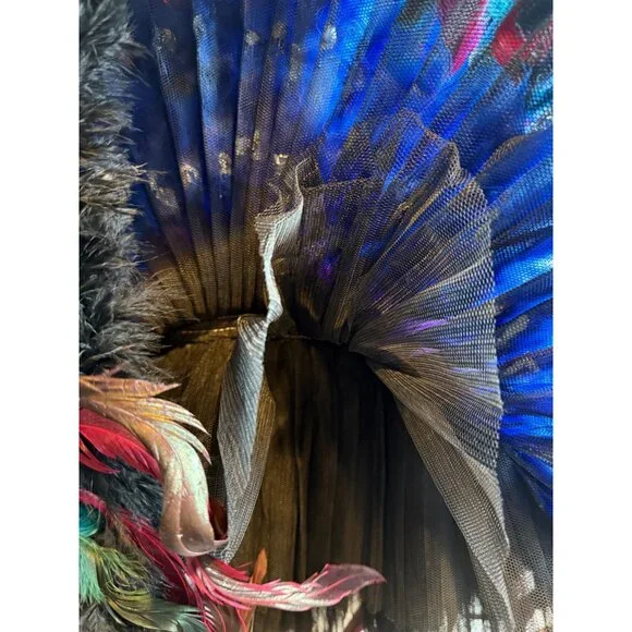 Feather Stappy Ballerina / Mardigras Dress Halloween Costume Blue & Purple - Picture 8 of 9